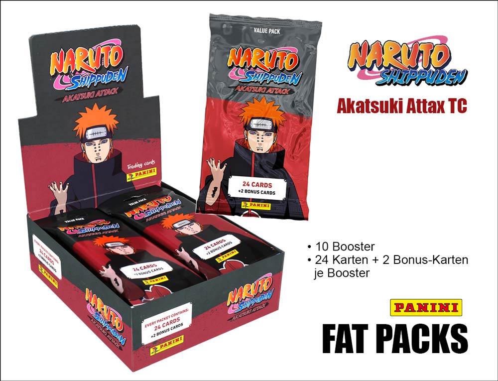 Naruto Shippuden Akatsuki Attax TC – FAT PACK 10er DISPLAY