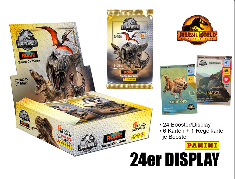 Jurassic World Roar! Trading Cards – 24er DISPLAY