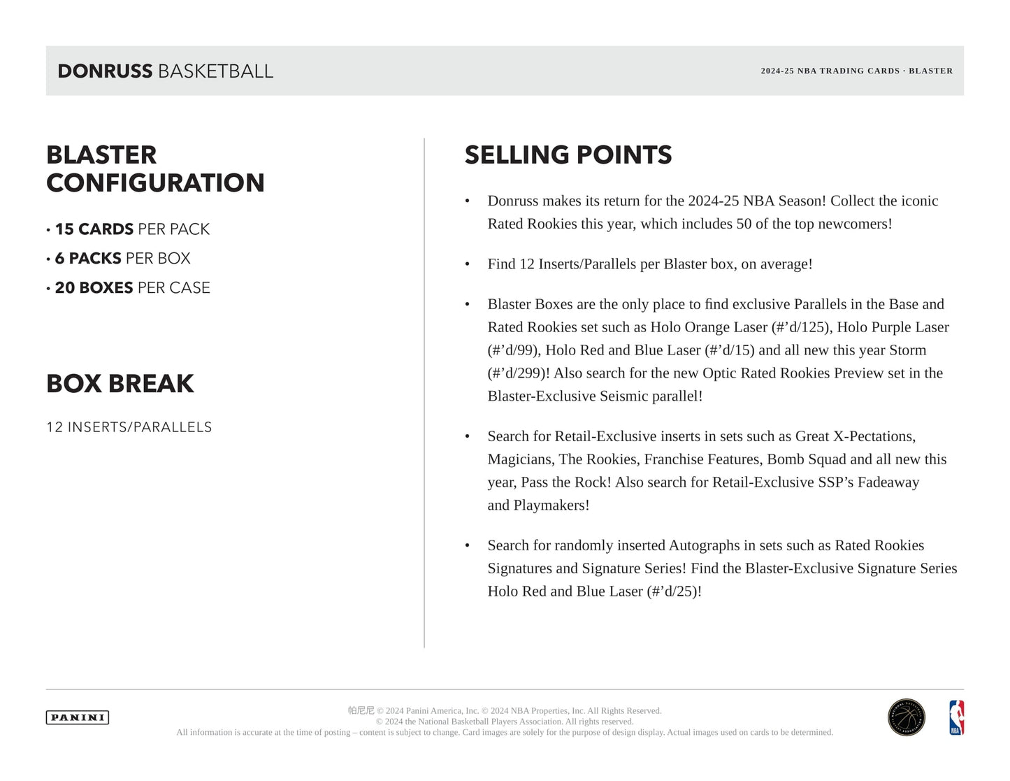 2024/25 Panini Donruss Basketball NBA Blaster Box