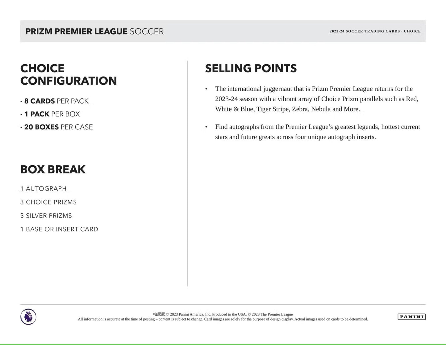 2023/24 Panini Prizm Premier League Soccer (Fußball) EPL Choice Box