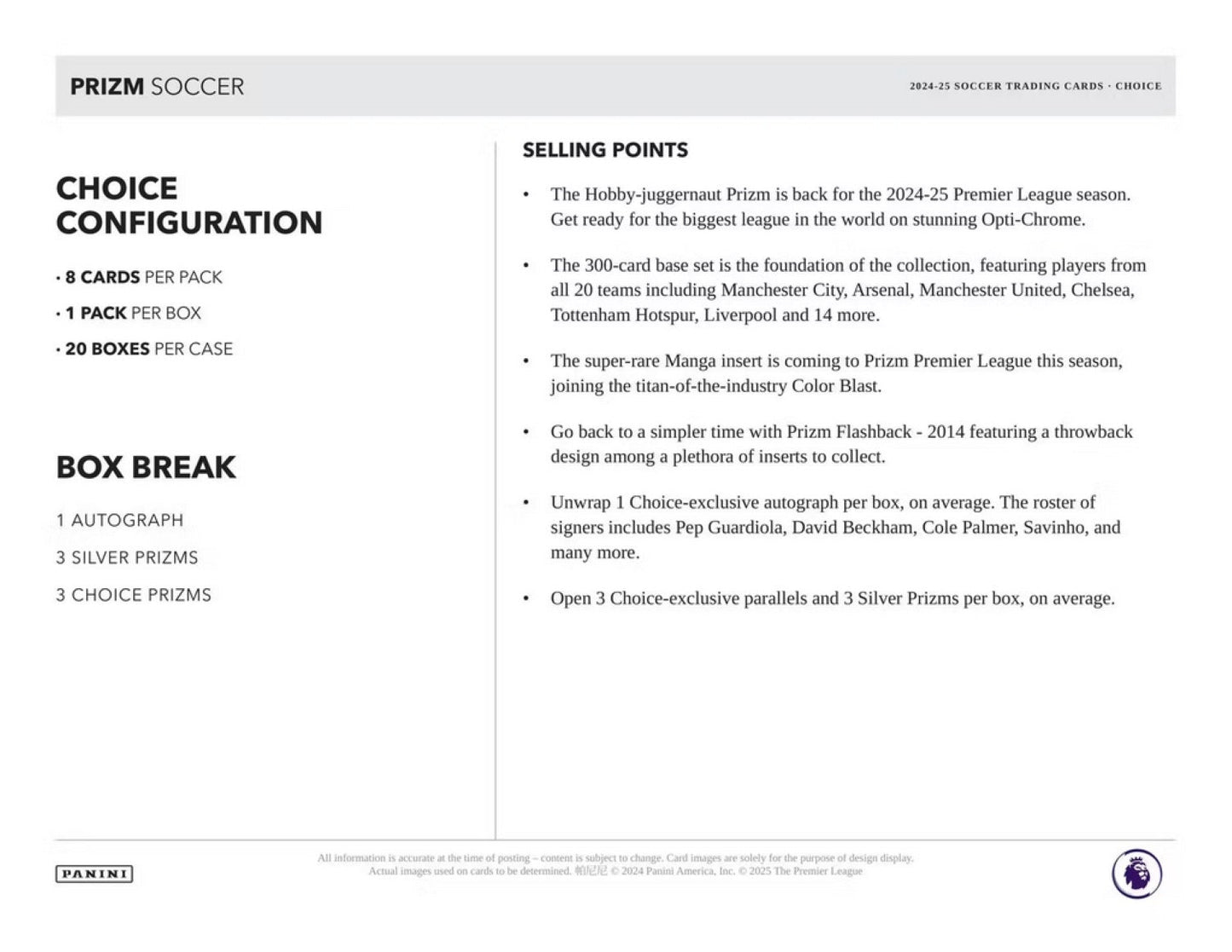 2024/25 Panini Prizm Premier League Soccer (Fußball) EPL Choice Box