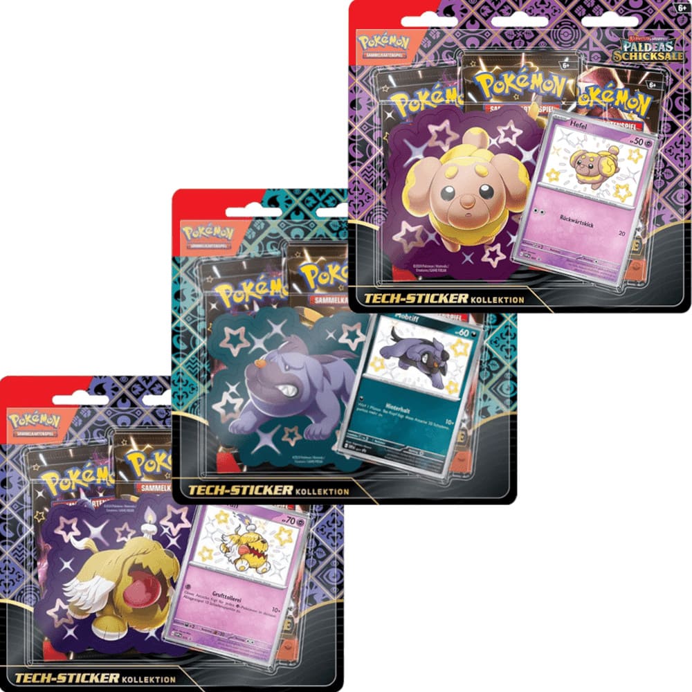 Pokemon <br> Paldeas Schicksale <br> Tech Sticker Kollektion <br> Display (12 Blister)