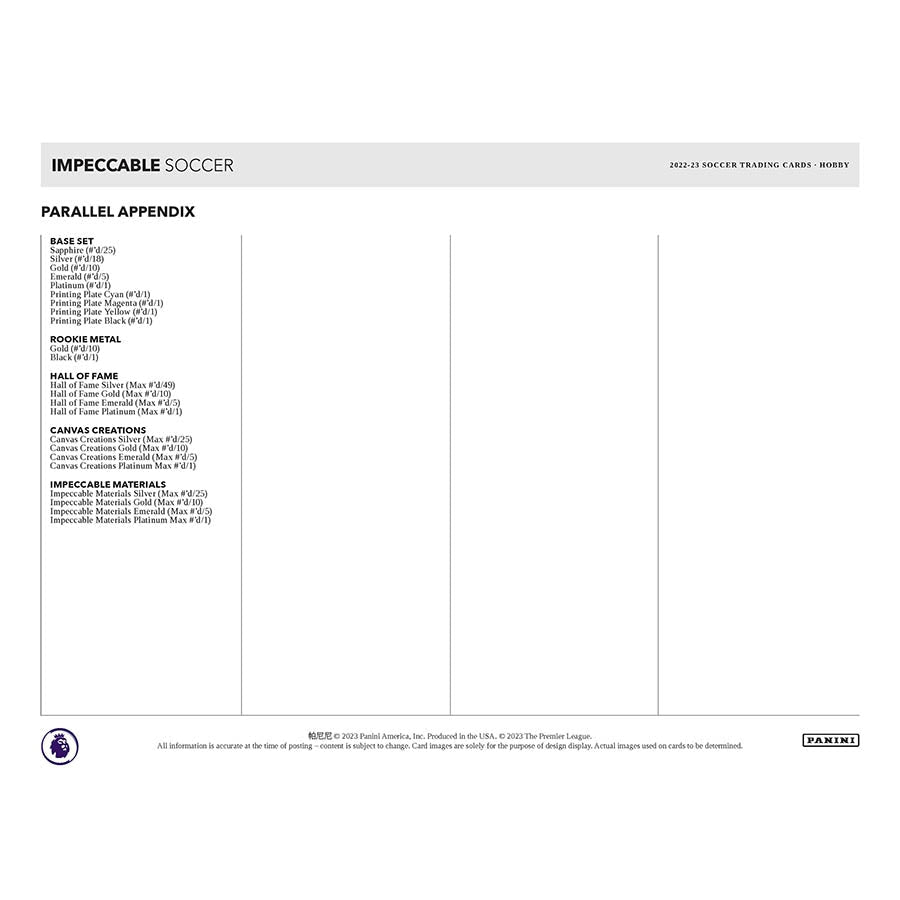 2022/23 Panini Impeccable Premier League Soccer (Fußball) EPL Hobby Box