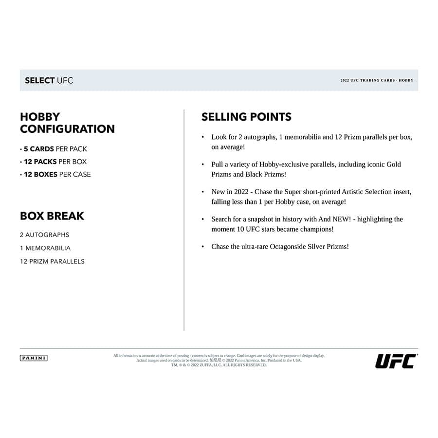 2022 Panini Select UFC Hobby Box