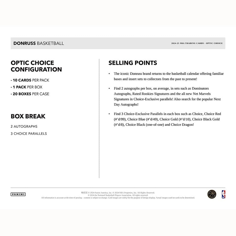 2024/25 Panini Donruss Choice Basketball NBA Hobby Box
