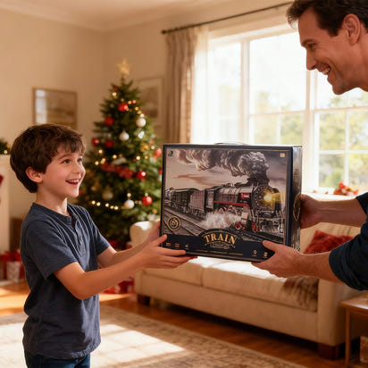 PayUSD Train Set Electric Train Toys Set for Boys Under Christmas Tree with Sounds Light Rechargeable Steam Cargo Cars Tracks for Kids Toy Indoor Toddlers Xmas Gift