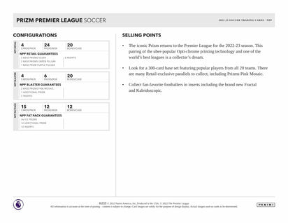 2022/23 Panini Prizm Premier League Soccer (Fußball) EPL Retail Box