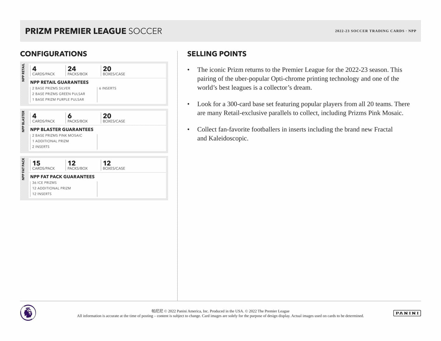 2022/23 Panini Prizm Premier League Soccer (Fußball) EPL Retail Box