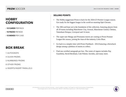 2024/25 Panini Prizm Premier League Soccer (Fußball) EPL Hobby Box