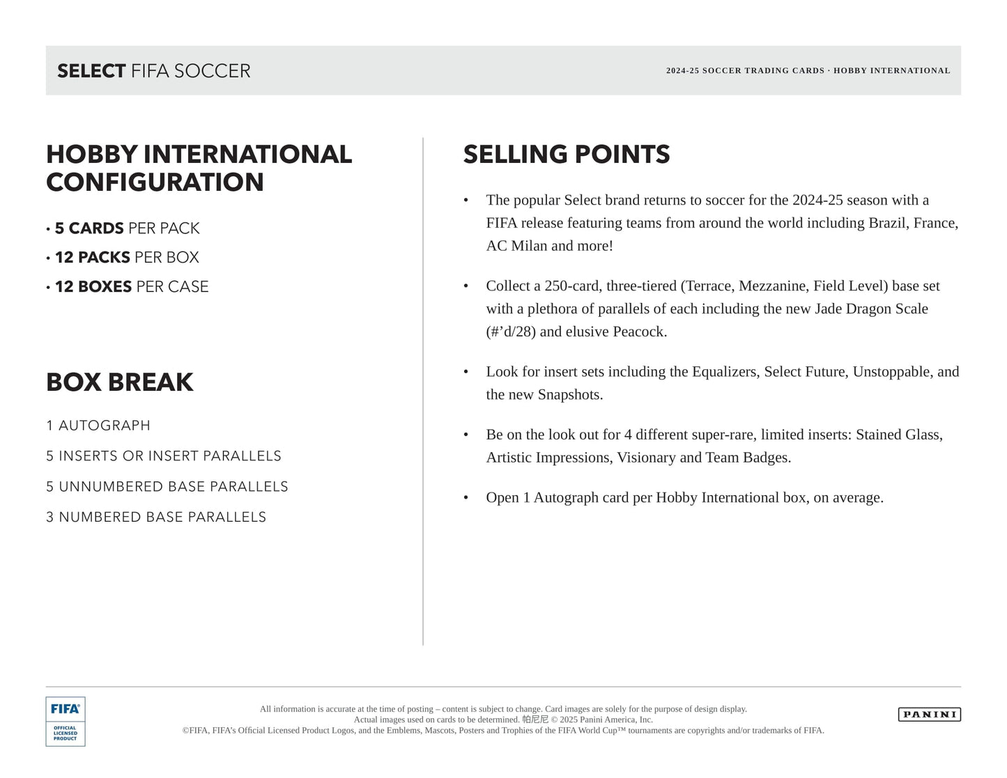 2024/25 Panini Select FIFA Soccer (Fußball) International Hobby Box