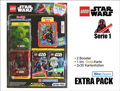LEGO Star Wars TC Serie 1 – EXTRA Pack mit 2 Booster, limitierter Gold Karte und 60 Schutzhüllen