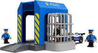 HYPERLIVING Accessories for Wooden Railway Tracks, Police Station, Compatible with All Railway Tracks, Expansion Pack for Children Aged 3 Years and Over