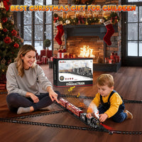 Beefunni Christmas Train Set, Boys Battery Operated Metal Alloy Electric Train Toys with Smoke, Sounds & Lights, Christmas Gifts for 3-12 Years Old Kids