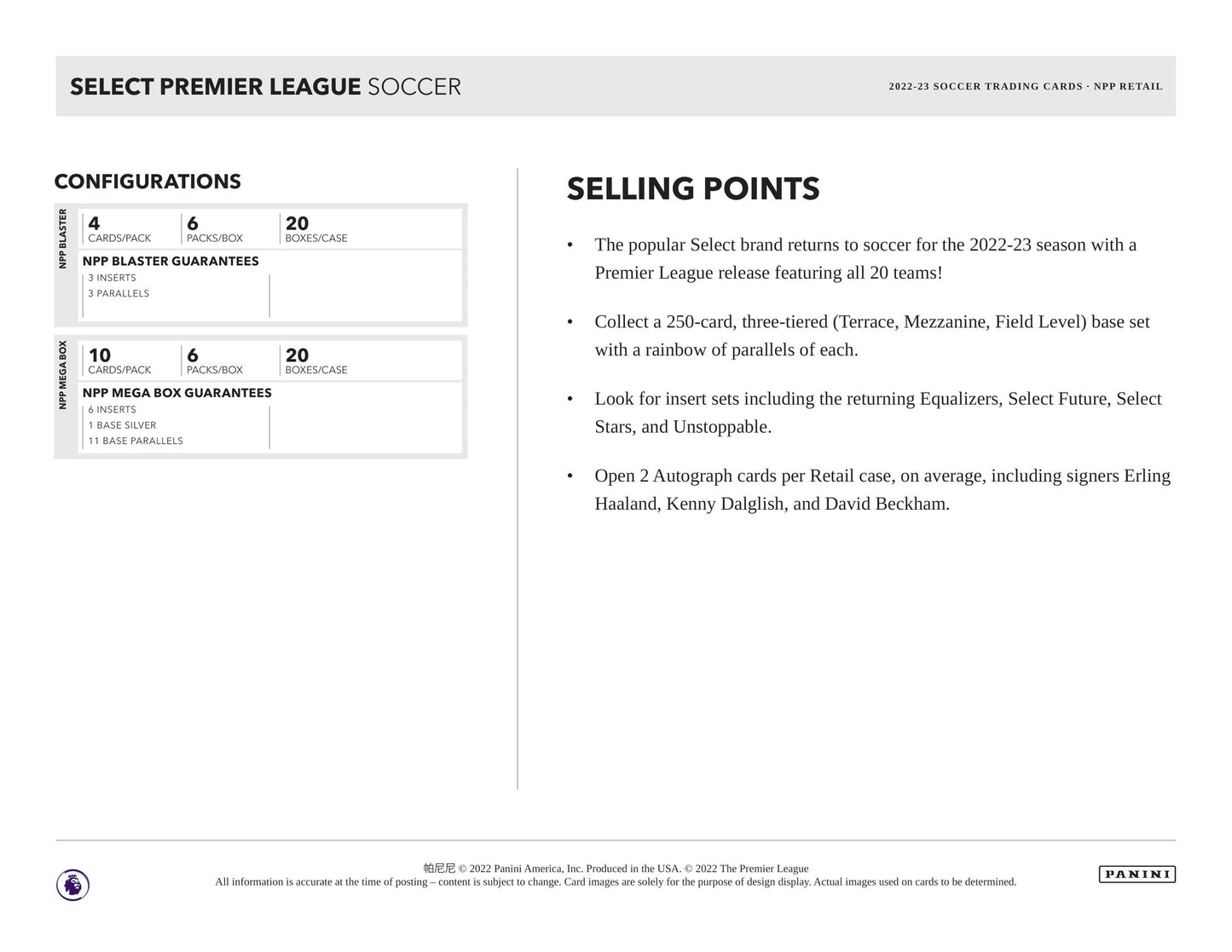 2022/23 Panini Select Premier League Soccer (Fußball) Mega Box