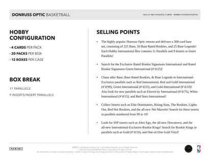 2024/25 Panini Donruss Optic Basketball NBA Hobby International Box