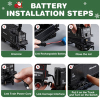 PayUSD Train Set Electric Train Toys Set for Boys Under Christmas Tree with Sounds Light Rechargeable Steam Cargo Cars Tracks for Kids Toy Indoor Toddlers Xmas Gift