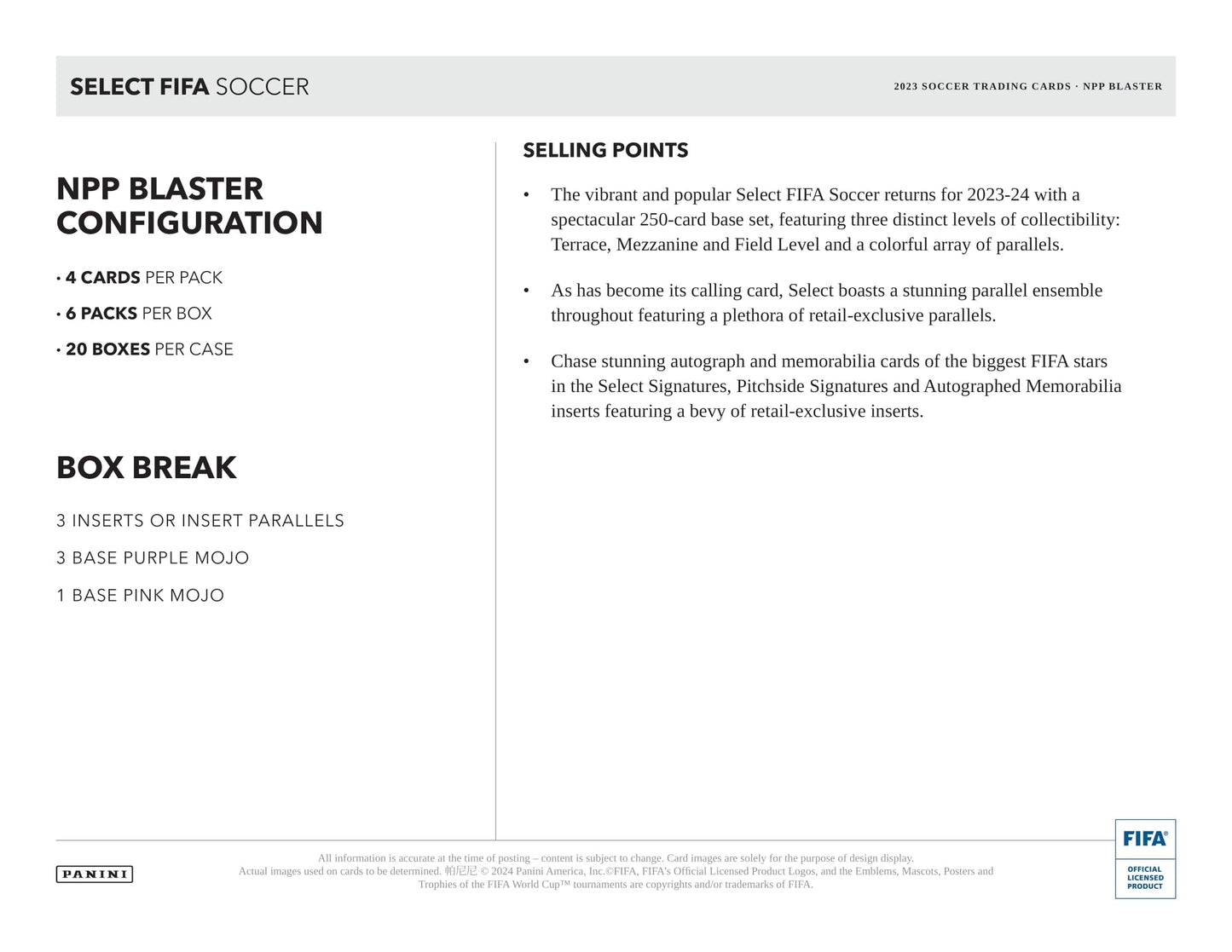 2023/24 Panini Select FIFA Soccer (Fußball) Blaster Box