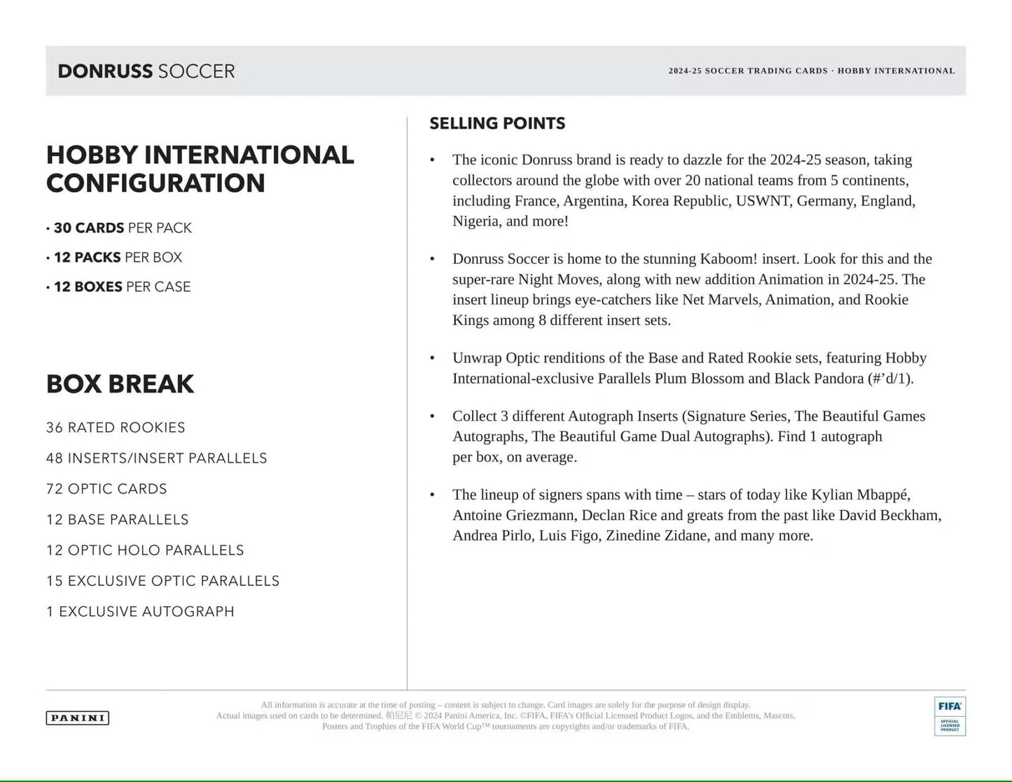 2024/25 Panini Donruss Soccer (Fußball) International Hobby Box