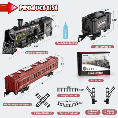 Flooyes Electric Train Sets With light-up carriages, Train Toys With figure-eight track, Birthday Gifts For Boys Girls Red