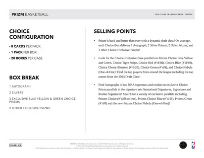 2024/25 Panini Prizm Choice Basketball NBA Hobby Box