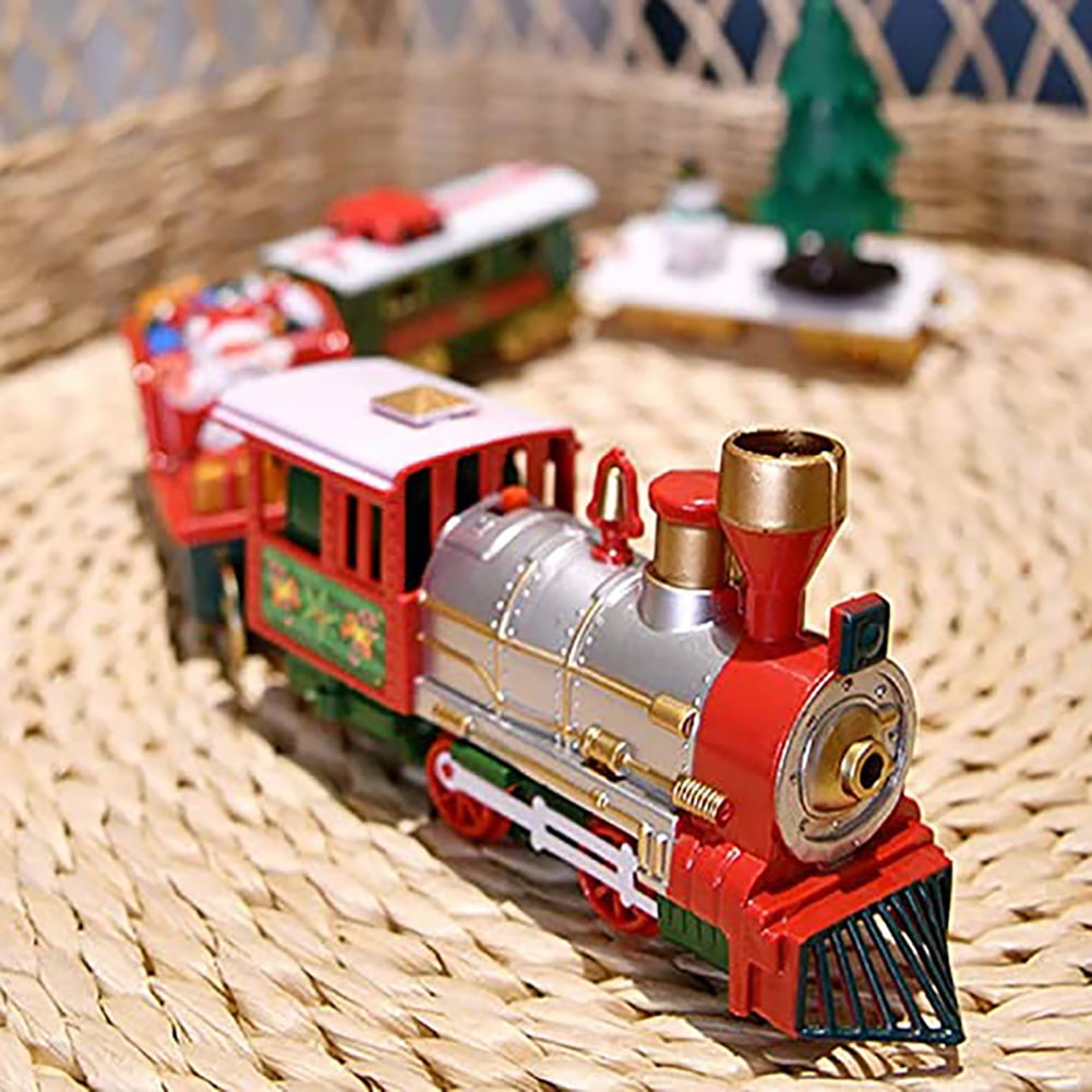 Christmas Train Set with Lights and Sounds,Holiday Train Around Christmas Tree with 260CM of Large Tracks Portable Box Packaging