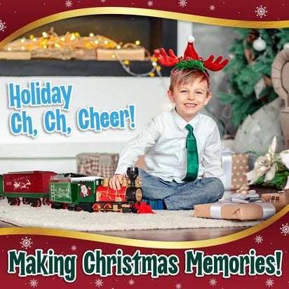 Christmas Train Set for Under The Tree with Lights, Music, Sounds, and Steam – Electric Train with On/Off Button, Smoke, Tracks – Perfect Holiday or Birthday Gift for Boys, Toddlers Ages 3+ Year Olds