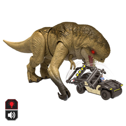 Jurassic World Rebirth Track N Chomp Distortus Rex & Vehicle, Remote Control, Lights & Growl & Chomp