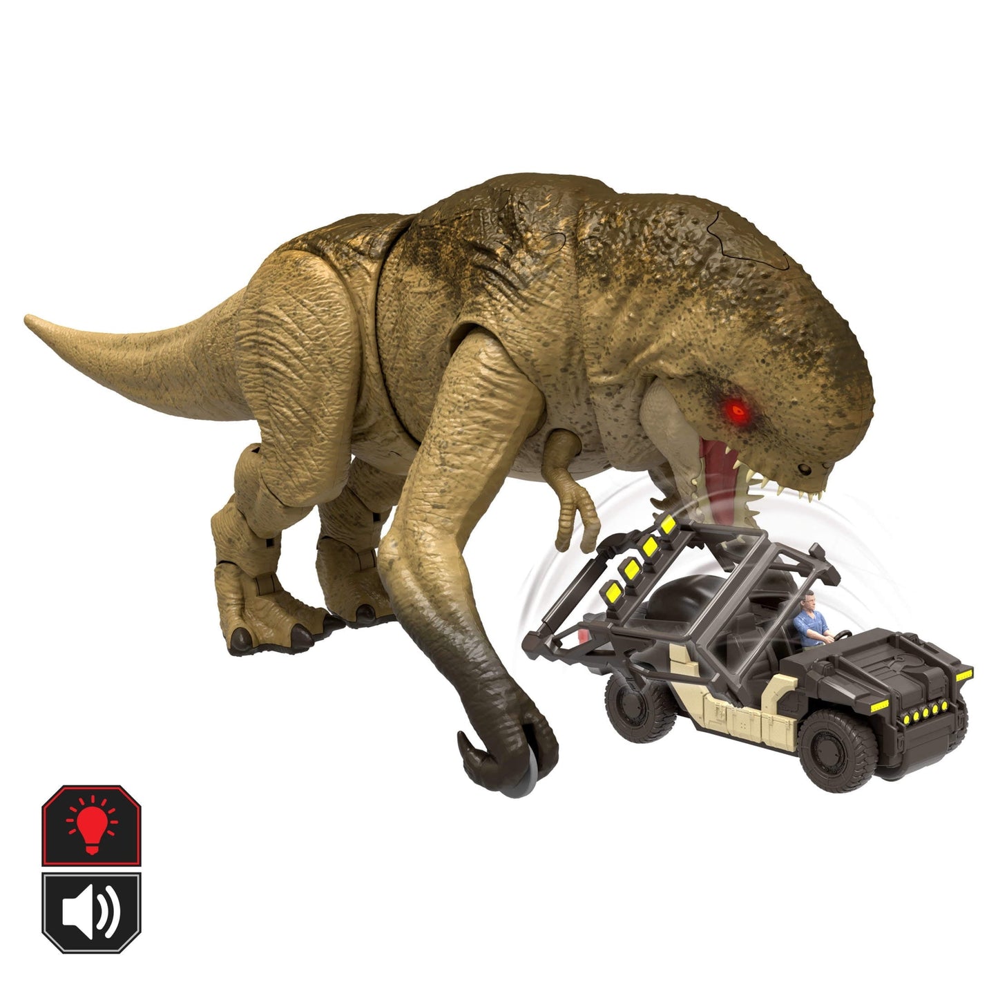 Jurassic World Rebirth Track N Chomp Distortus Rex & Vehicle, Remote Control, Lights & Growl & Chomp
