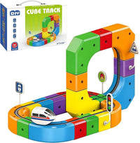 Magnetic Track Car Toys, Flexible Car Track Magnetic Train Set, DIY Race Car Track Building Kits with Train and Traffic Signs, for 4-8 Year Old Boy Toys Boys Girls Birthday Party Gifts (81PCS)
