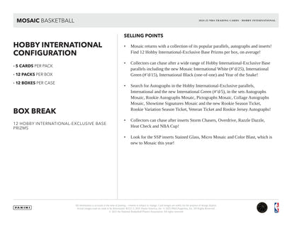 2024/25 Panini Mosaic Basketball NBA International Hobby Box