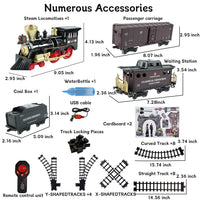 JUGAAD LIFE Train Set Electric Train Toy for Boys Girls with Adjustable Speed Remote Control, Smokes, Lights & Sound, Birthday Gifts for Kids 3-8 Years Old