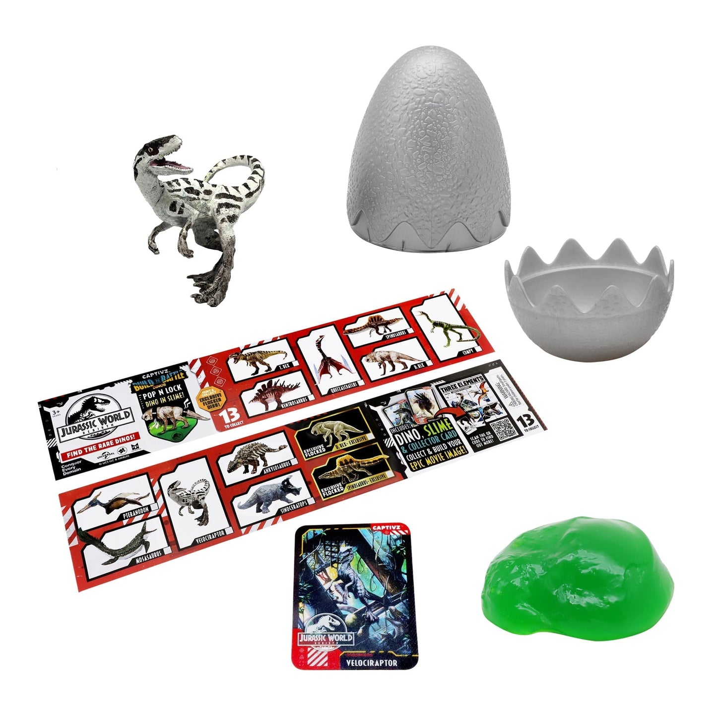 Jurassic World Rebirth Captivz Slime Egg Dinosaur Collectible Flocked Exclusive Ages 3+