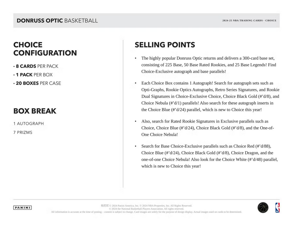 2024/25 Panini Donruss Optic Basketball NBA Choice Box