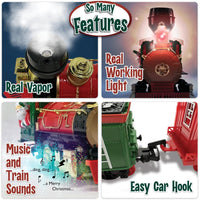 Christmas Train Set for Under The Tree with Lights, Music, Sounds, and Steam – Electric Train with On/Off Button, Smoke, Tracks – Perfect Holiday or Birthday Gift for Boys, Toddlers Ages 3+ Year Olds