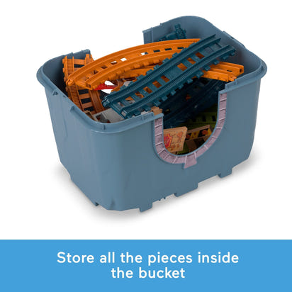 Thomas & Friends Toy Train Track Set, Percy’s Connect & Build Track Bucket, 28 Pieces, Percy Engine