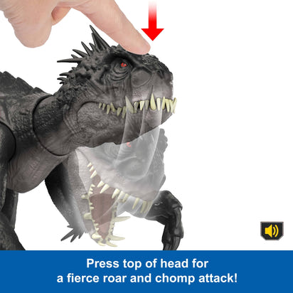 Jurassic World Ultimate Damage Scorpios Rex Dinosaur Toy Figure with Damage, Light & Sound Toy
