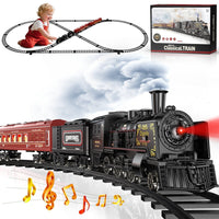 Beefunni Christmas Train Set, Boys Battery Operated Metal Alloy Electric Train Toys with Smoke, Sounds & Lights, Christmas Gifts for 3-12 Years Old Kids