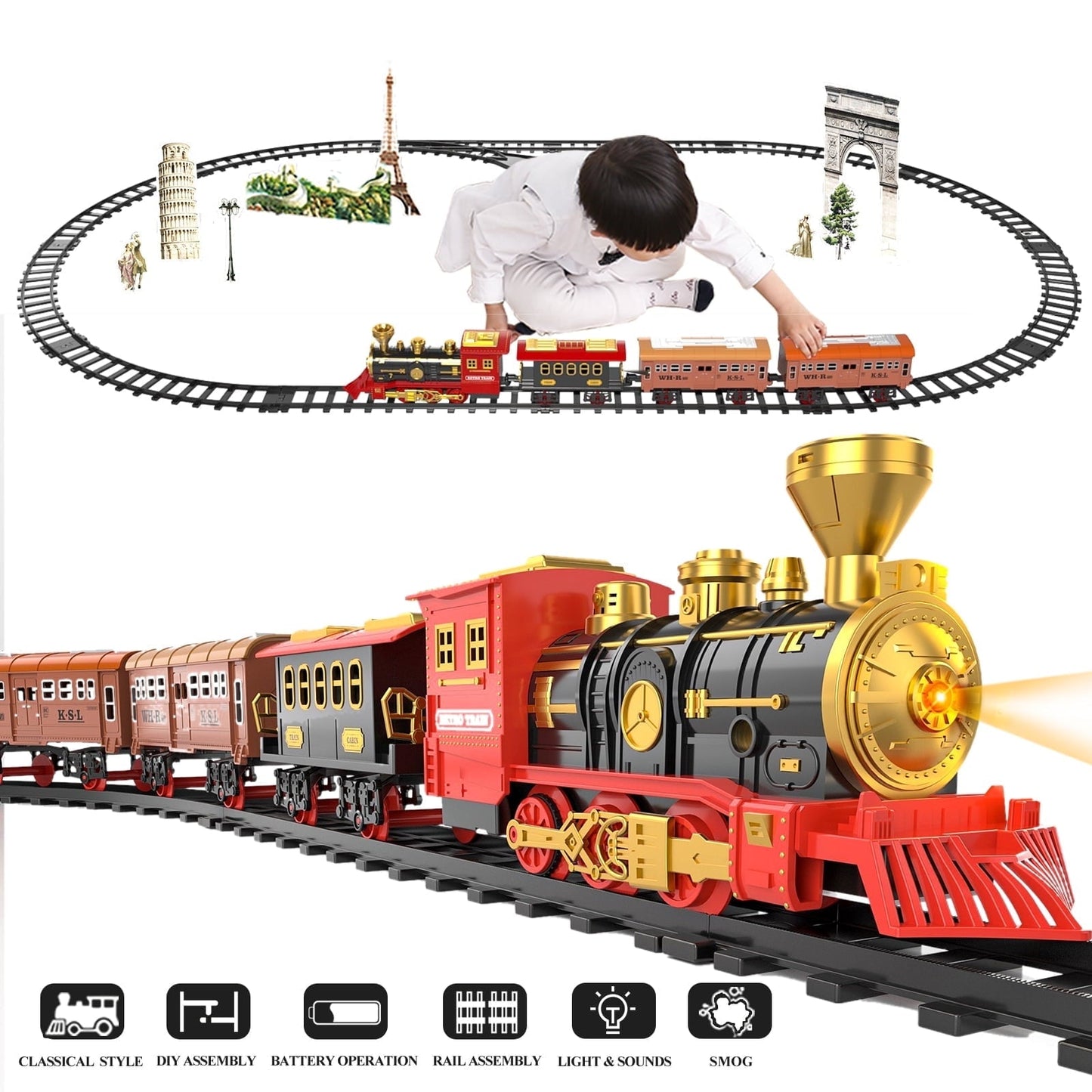 Dinosaur Planet Electric Train Toy Set Car Railway Tracks Steam Locomotive Engine Diecast Model Educational Game Boy Toys for Children Christmas