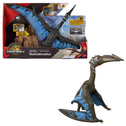Jurassic World Rebirth Quetzalcoatlus Action Figure, Winged Dinosaur Toy with Sound, Aerial Ambush