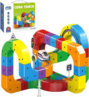 Magnetic Track Car Toys, Flexible Car Track Magnetic Train Set, DIY Race Car Track Building Kits with Train and Traffic Signs, for 4-8 Year Old Boy Toys Boys Girls Birthday Party Gifts (81PCS)