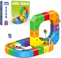 Track Fusion Train Set, 51Pcs Flexible Race Trackfusion Train, Magic Rail Cube Magnetic Monorail, Antigravity Car Block Track Fusion Toy for Kids
