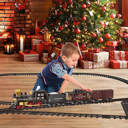 JUGAAD LIFE Train Set Electric Train Toy for Boys Girls with Adjustable Speed Remote Control, Smokes, Lights & Sound, Birthday Gifts for Kids 3-8 Years Old