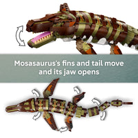 LEGO Jurassic World Brick-Built Mosasaurus Boat Mission Dinosaur Toy - Building Toy for Boys & Girls, Ages 9+ - Poseable Dinosaur plus LeClerc and Atwater Minifigures - Gift for Christmas - 76974
