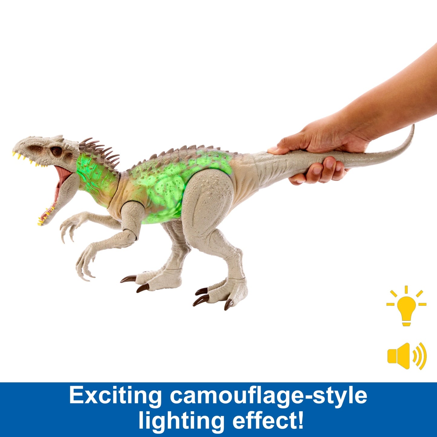 Jurassic World Camouflage 'N Battle Indominus Rex Action Figure Toy with Lights, Sound & Motion