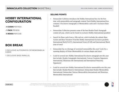 2024/25 Panini Immaculate Basketball NBA Hobby International Box