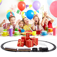 Train Set with Remote Control, AUOSHI Electric Train Track W/Cargo Vehicle, Light & Sounds, Plastic Steam Locomotive Engine Train Toy Educational Gift for 5 6 7 8+ Years Old Boys Girls