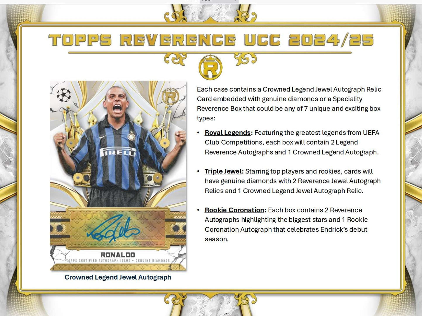 2024/25 Topps Reverence UEFA Club Competitions Soccer Hobby Box