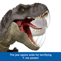 Jurassic World Rebirth Tyrannosaurus Rex Action Figure, Dinosaur Toy, T-Rex Chomp Attack