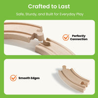 HELLOTINY Wooden Train Set for Toddlers, 36 Pcs with Wooden Tracks, Compatible with Major Brands, Train Toy for Kids Ages 3-5