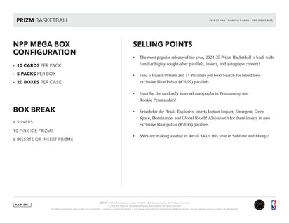 2024/25 Panini Prizm Basketball NBA Mega Box